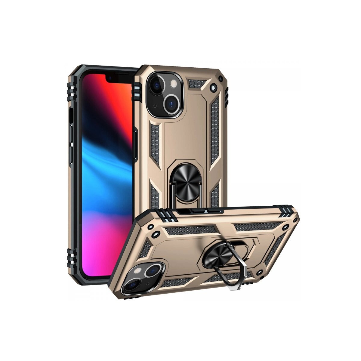 Apple İphone 13 Kılıf Sofya Yüzüklü Silikon Kapak - Gold Apple İphone 13 Kılıf Sofya Yüzüklü Silikon Kapak - Gold