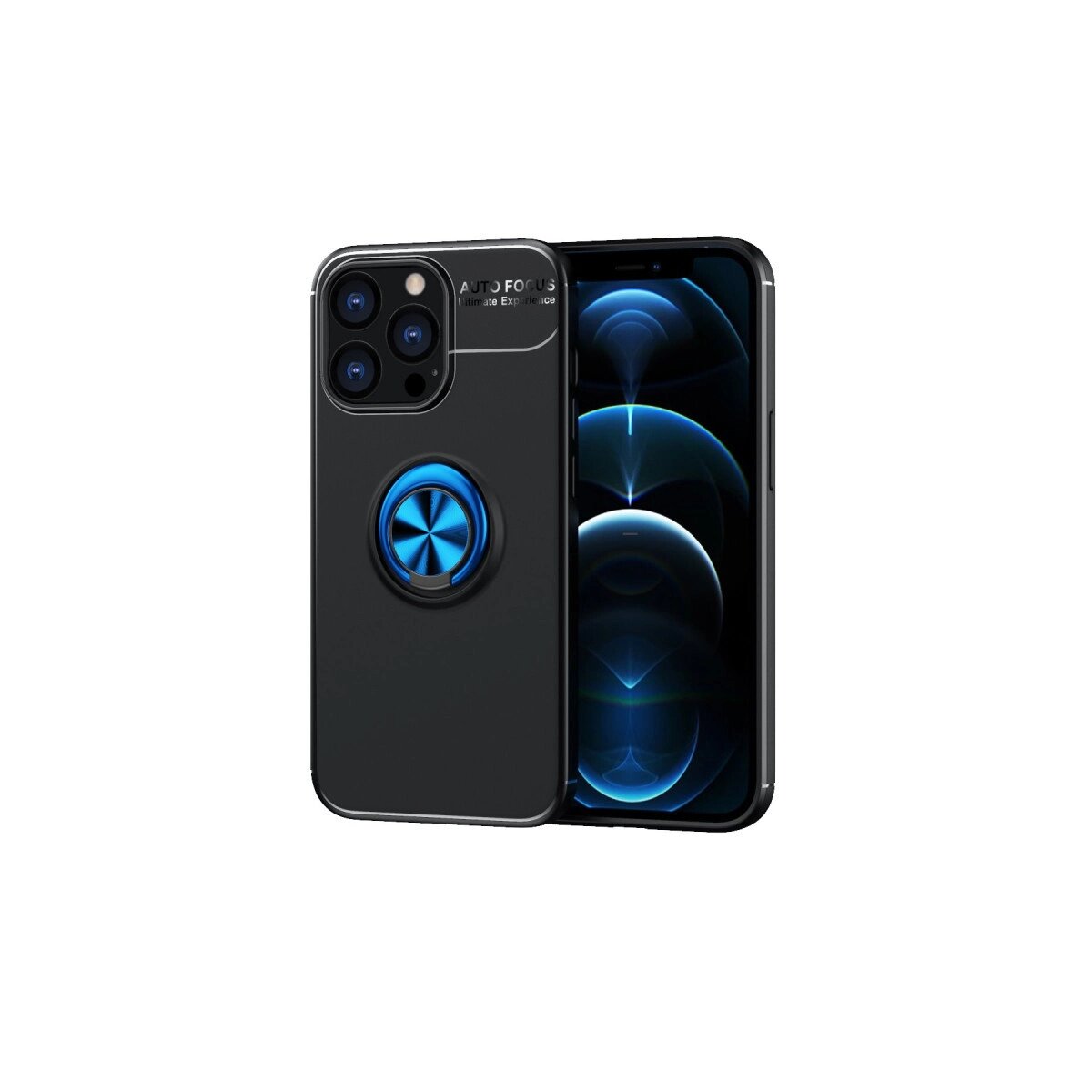 Apple İphone 13 Pro Max Kılıf Range Yüzüklü Silikon - Siyah-mavi Apple İphone 13 Pro Max Kılıf Range Yüzüklü Silikon - Siyah-mavi