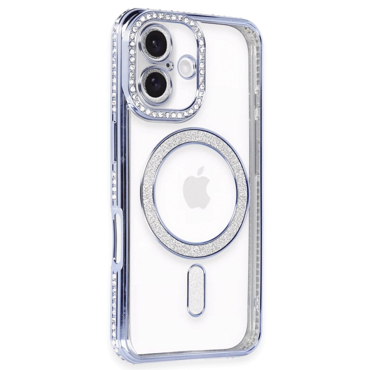 Apple İphone 16 Plus Kılıf Joke Simli Magneticsafe Kılıf - Mavi