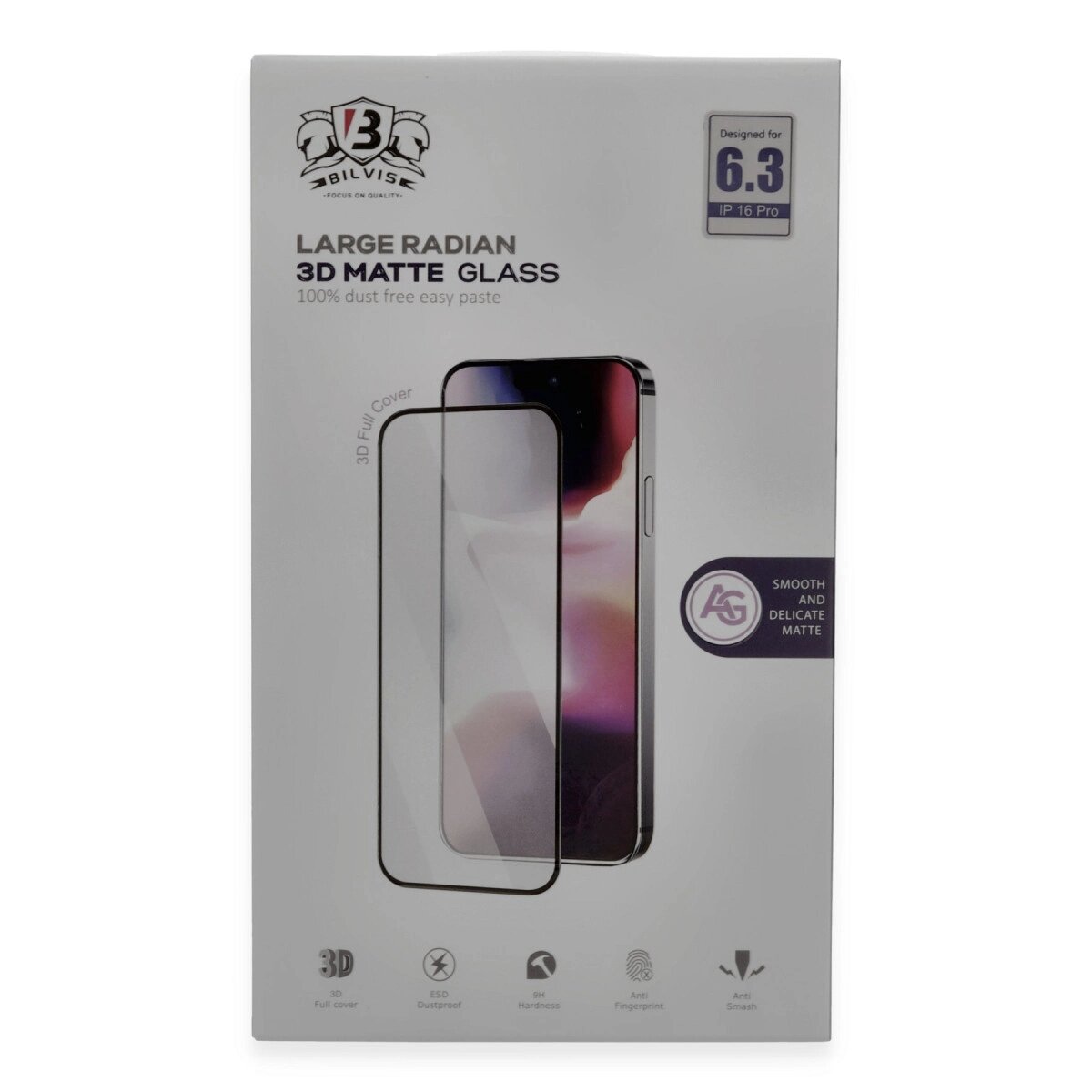 Apple İphone 16 Pro Bilvis 3d Mat Cam Ekran Koruyucu