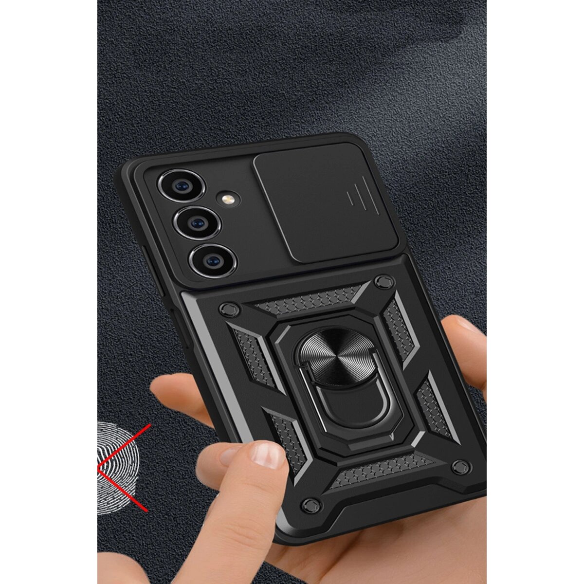 Samsung Galaxy A05s Kılıf Pars Lens Yüzüklü Silikon - Kırmızı