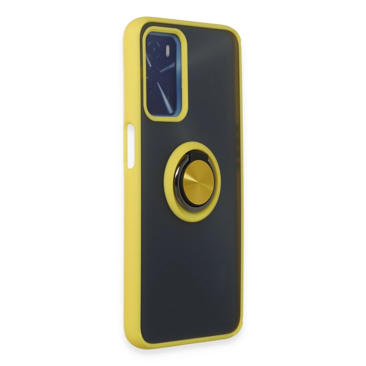 Oppo A16 Kılıf Montreal Yüzüklü Silikon Kapak - Sarı Oppo A16 Kılıf Montreal Yüzüklü Silikon Kapak - Sarı