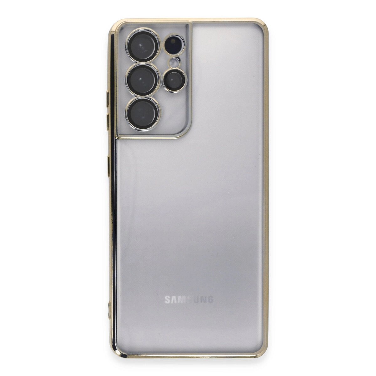 Samsung Galaxy S21 Ultra Kılıf Razer Lensli Silikon - Gold