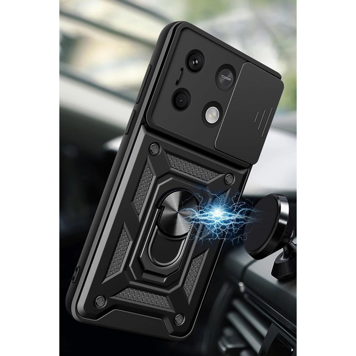 Xiaomi Redmi Note 13 4g Kılıf Pars Lens Yüzüklü Silikon - Siyah