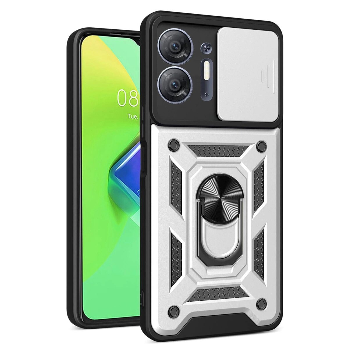 İnfinix Hot 30 5g Kılıf Pars Lens Yüzüklü Silikon - Gümüş İnfinix Hot 30 5g Kılıf Pars Lens Yüzüklü Silikon - Gümüş