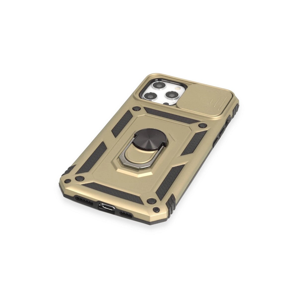 Apple İphone 12 Pro Max Kılıf Pars Lens Yüzüklü Silikon - Gold Apple İphone 12 Pro Max Kılıf Pars Lens Yüzüklü Silikon - Gold