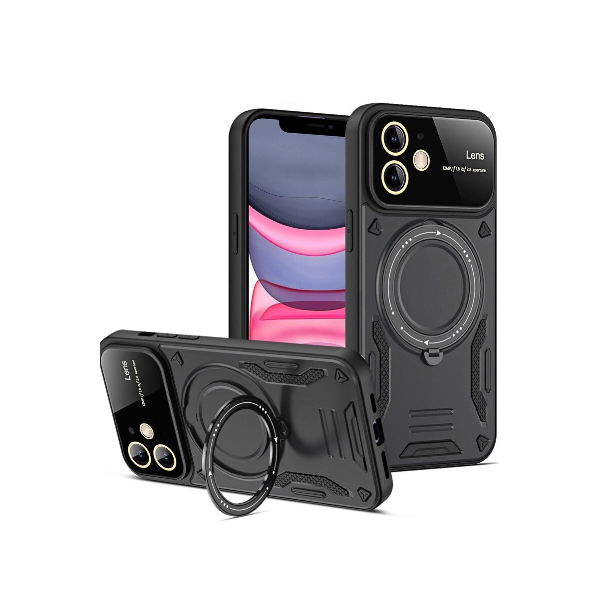 Apple İphone 11 Kılıf Joy Lens Standlı Kapak - Siyah Apple İphone 11 Kılıf Joy Lens Standlı Kapak - Siyah
