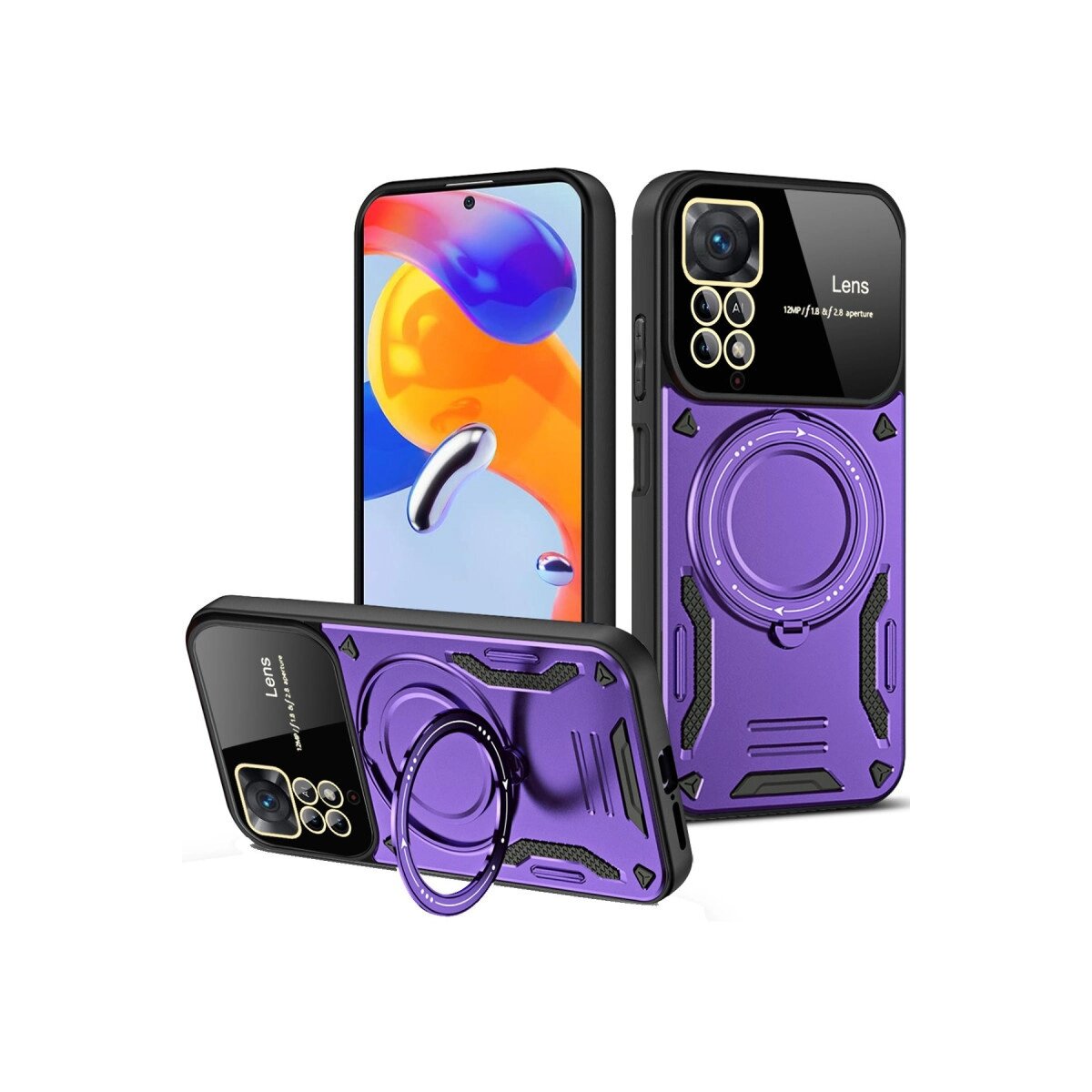 Xiaomi Redmi Note 12 Pro 4g Kılıf Joy Lens Standlı Kapak - Mor Xiaomi Redmi Note 12 Pro 4g Kılıf Joy Lens Standlı Kapak - Mor