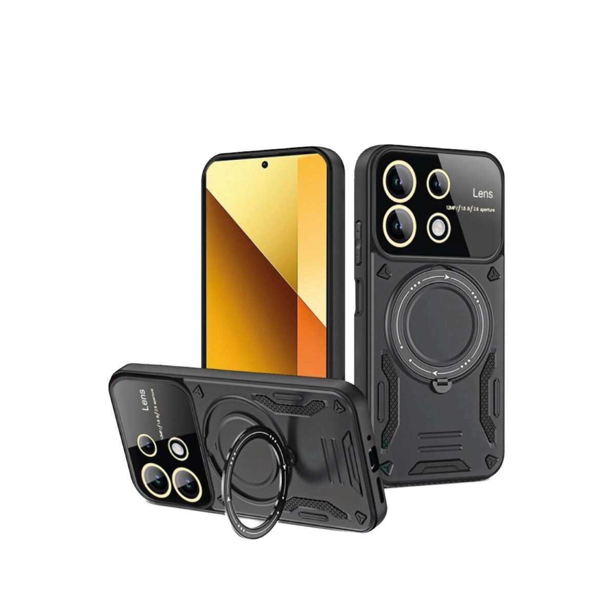 Xiaomi Redmi Note 13 4g Kılıf Joy Lens Standlı Kapak - Siyah Xiaomi Redmi Note 13 4g Kılıf Joy Lens Standlı Kapak - Siyah
