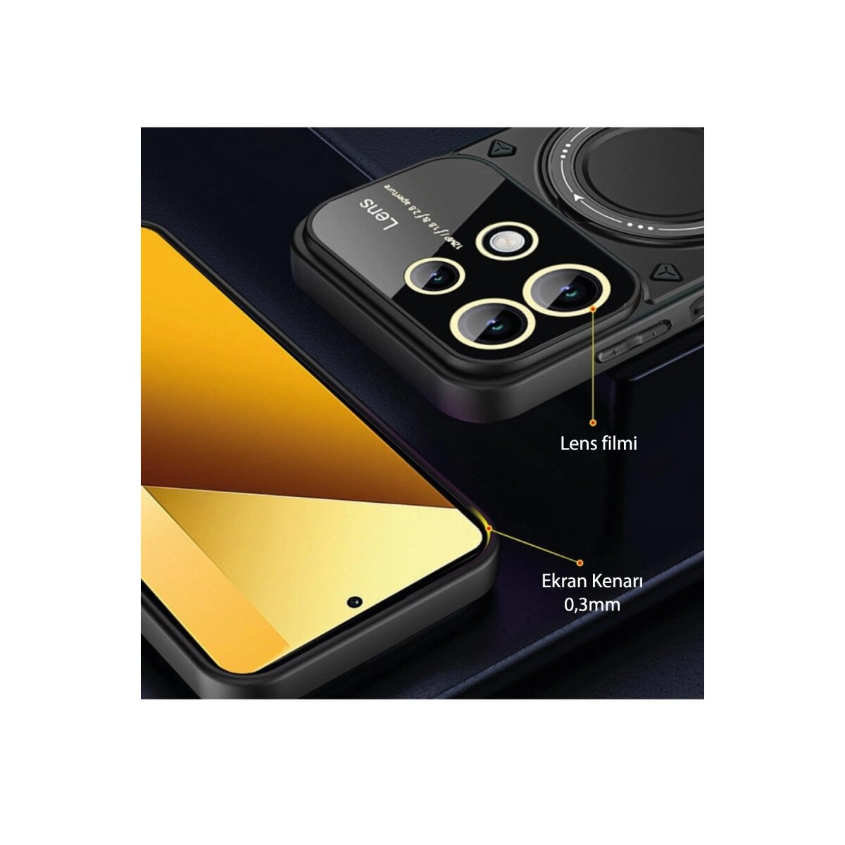 Xiaomi Redmi Note 13 4g Kılıf Joy Lens Standlı Kapak - Siyah Xiaomi Redmi Note 13 4g Kılıf Joy Lens Standlı Kapak - Siyah