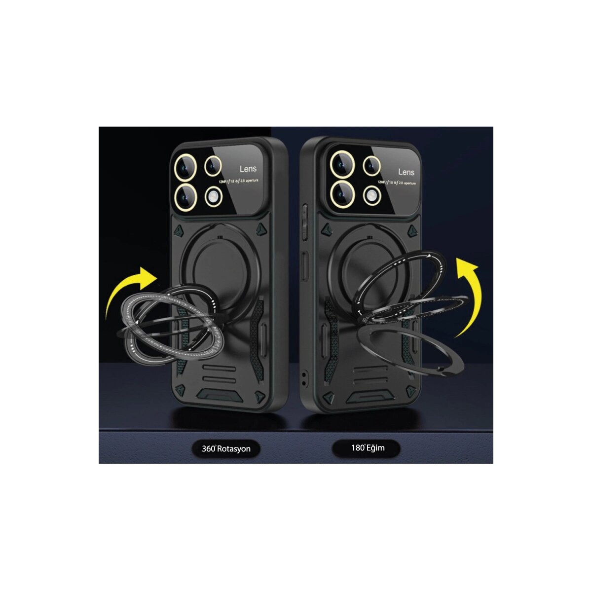 Xiaomi Redmi Note 13 4g Kılıf Joy Lens Standlı Kapak - Lacivert Xiaomi Redmi Note 13 4g Kılıf Joy Lens Standlı Kapak - Lacivert