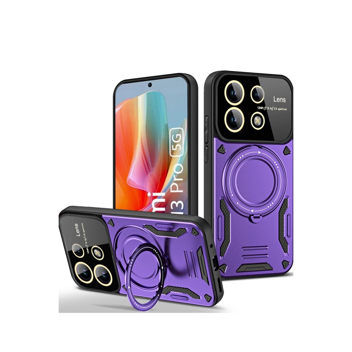 Xiaomi Redmi Note 13 Pro 4g Kılıf Joy Lens Standlı Kapak - Mor Xiaomi Redmi Note 13 Pro 4g Kılıf Joy Lens Standlı Kapak - Mor