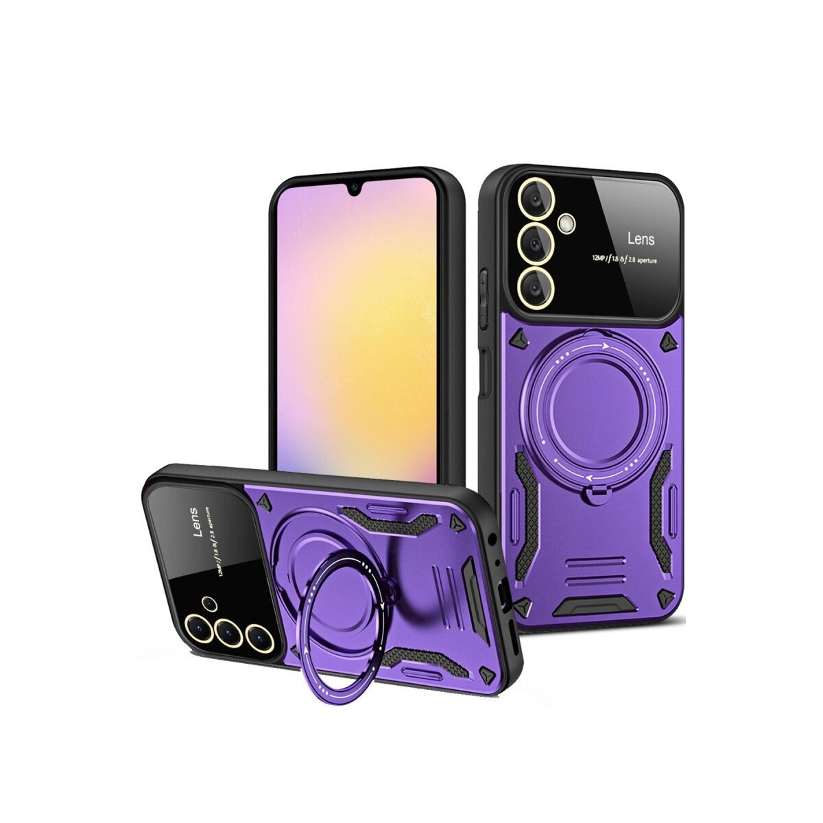 Samsung Galaxy A14 4g Kılıf Joy Lens Standlı Kapak - Mor Samsung Galaxy A14 4g Kılıf Joy Lens Standlı Kapak - Mor