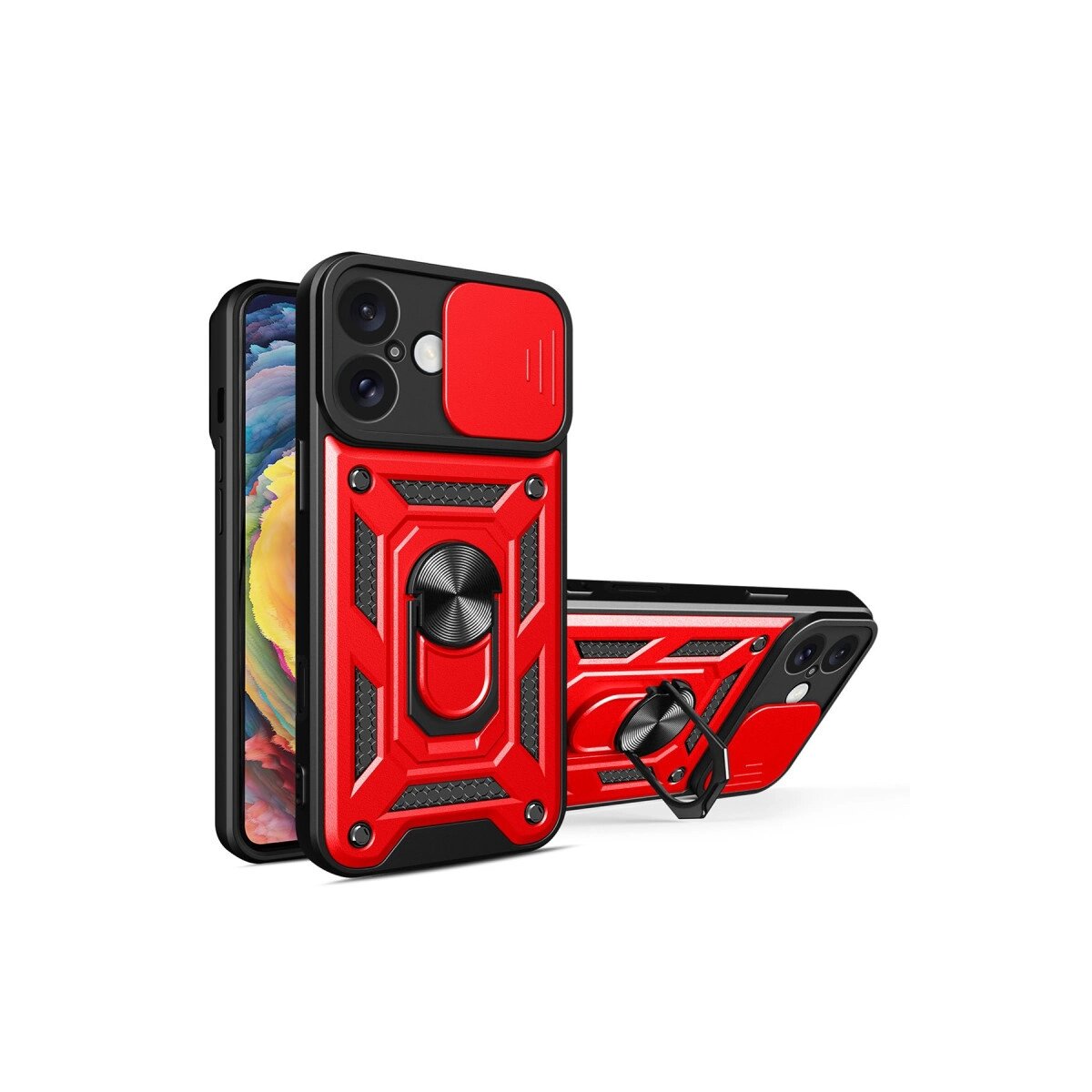 Apple İphone 16 Kılıf Pars Lens Yüzüklü Silikon - Kırmızı Apple İphone 16 Kılıf Pars Lens Yüzüklü Silikon - Kırmızı