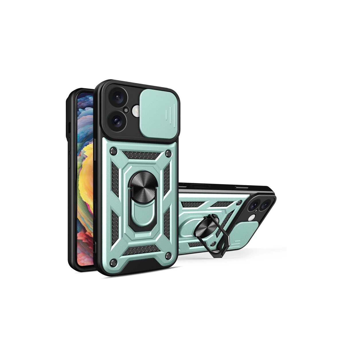Apple İphone 16 Kılıf Pars Lens Yüzüklü Silikon - Yeşil Apple İphone 16 Kılıf Pars Lens Yüzüklü Silikon - Yeşil