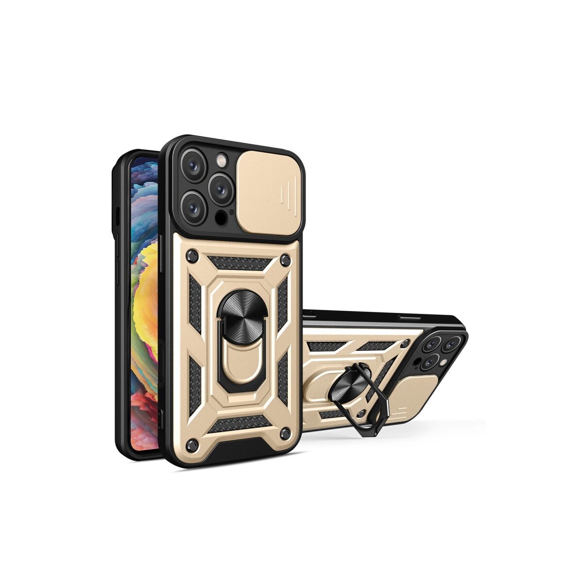 Apple İphone 16 Pro Kılıf Pars Lens Yüzüklü Silikon - Gold Apple İphone 16 Pro Kılıf Pars Lens Yüzüklü Silikon - Gold