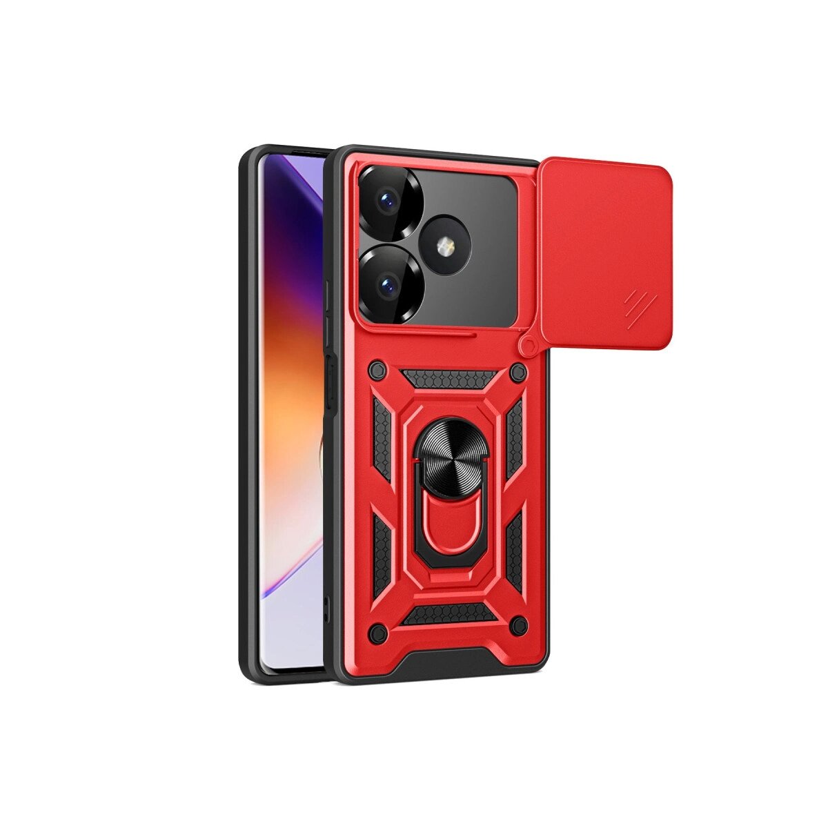13 4g Kılıf Pars Lens Yüzüklü  - Kırmızı