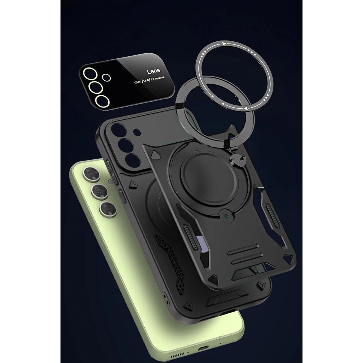Samsung Galaxy S24 Fe Kılıf Joy Lens Standlı Kapak - Kırmızı Samsung Galaxy S24 Fe Kılıf Joy Lens Standlı Kapak - Kırmızı