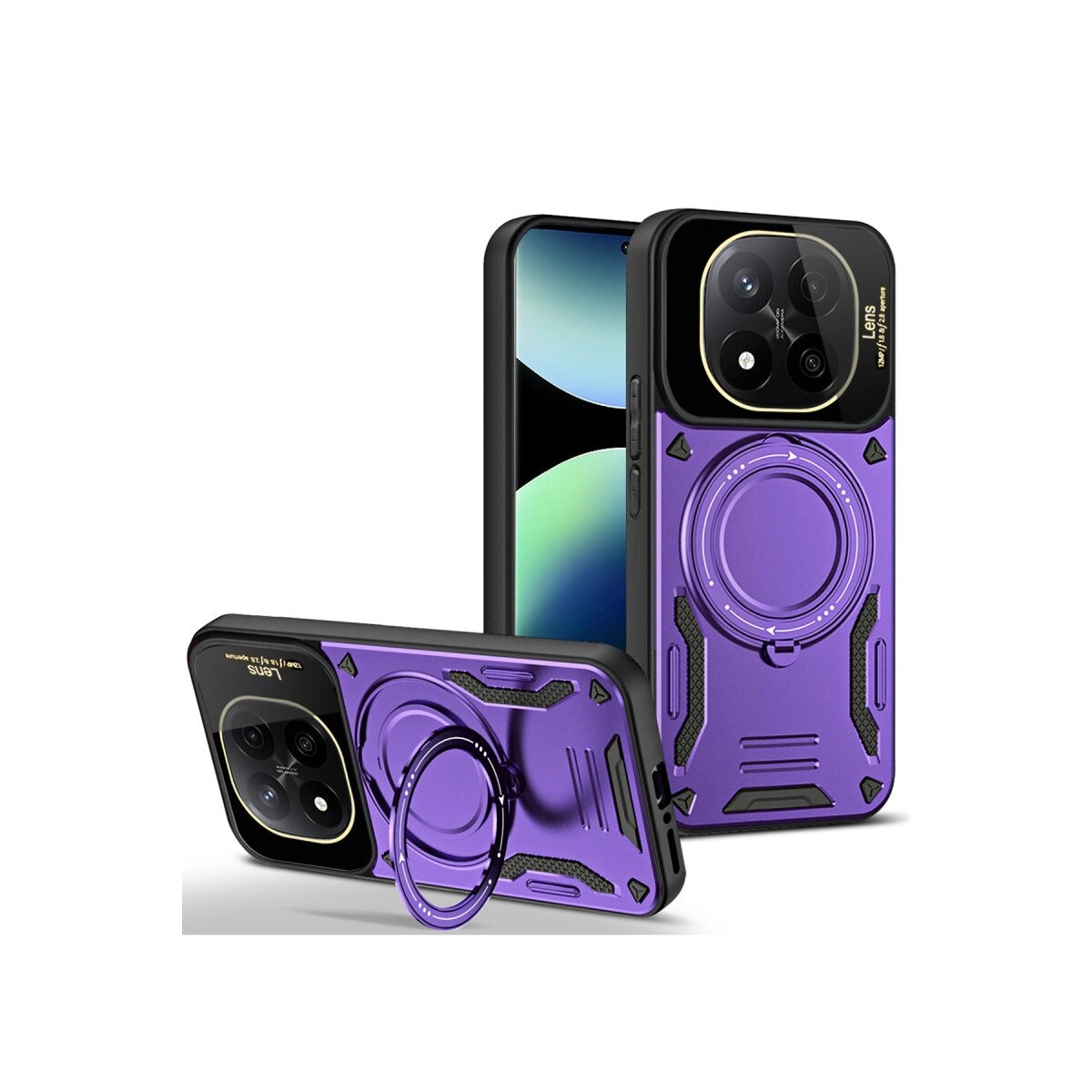 Xiaomi Redmi Note 14 Pro 5g Kılıf Joy Lens Standlı Kapak - Mor Xiaomi Redmi Note 14 Pro 5g Kılıf Joy Lens Standlı Kapak - Mor