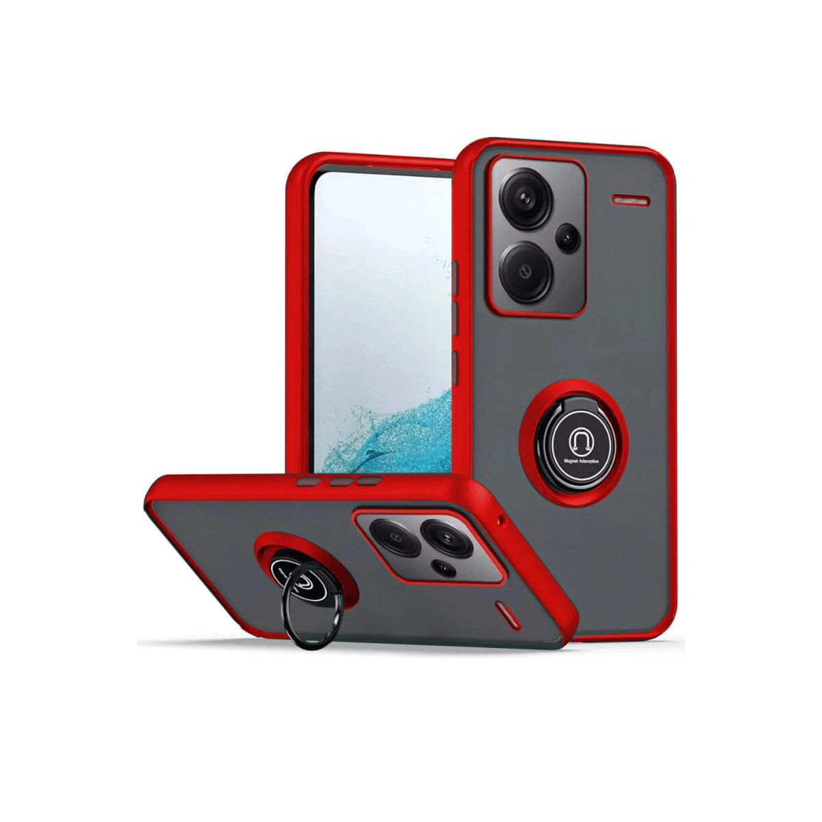 Xiaomi Redmi Note 13 Pro Plus Kılıf Montreal Yüzüklü Silikon Kapak - Kırmızı Xiaomi Redmi Note 13 Pro Plus Kılıf Montreal Yüzüklü Silikon Kapak - Kırmızı