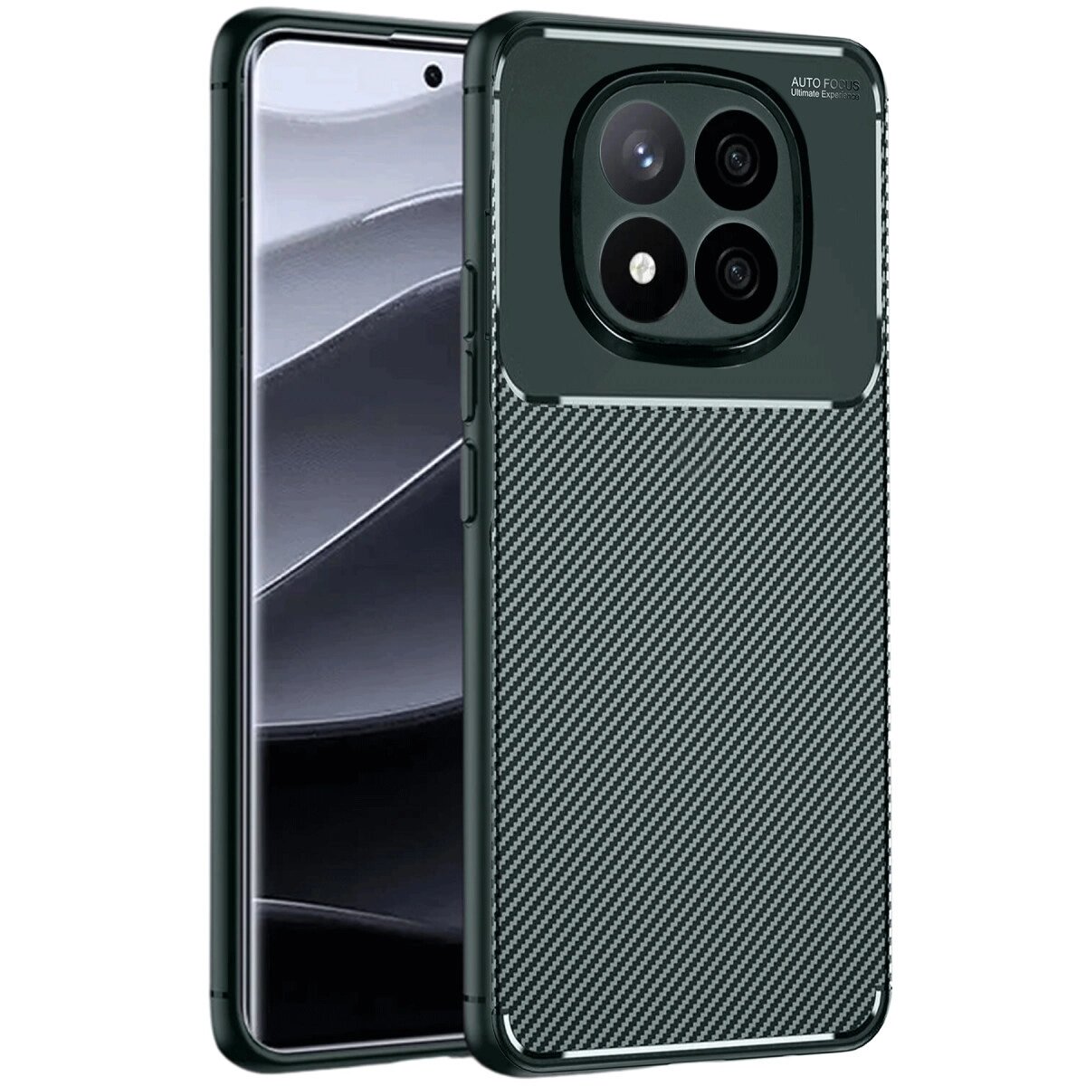Xiaomi Redmi Note 14 Pro Plus Kılıf Auto Focus Karbon Kapak - Koyu Yeşil