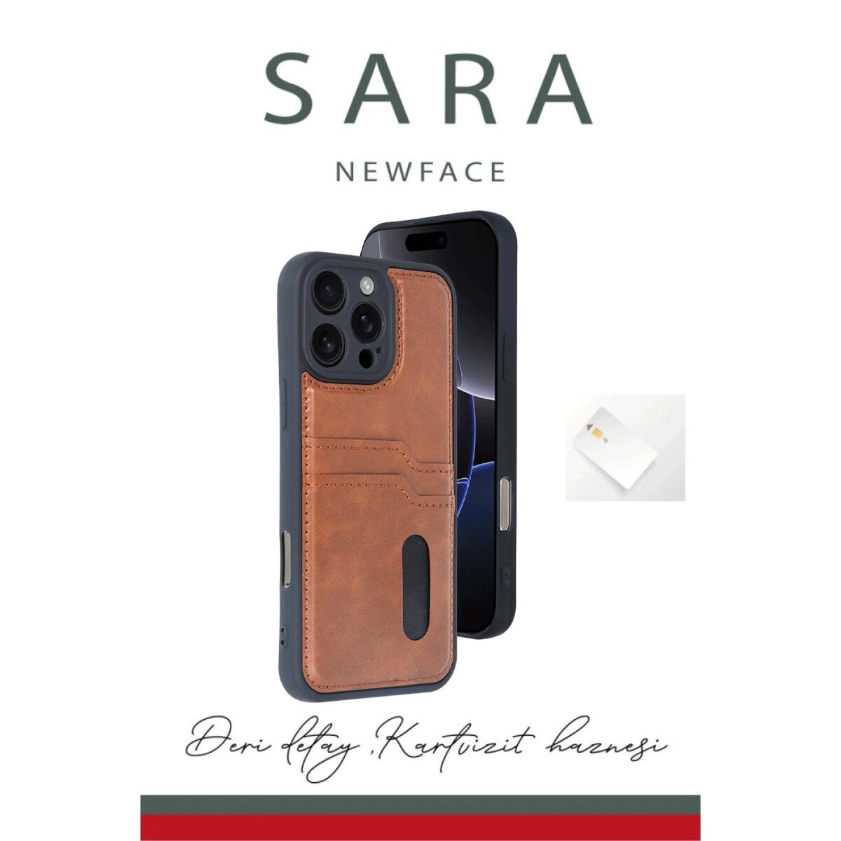 Apple İphone 16 Pro Max Kılıf Sara Kartvizitli Deri Kılıf - Taba Apple İphone 16 Pro Max Kılıf Sara Kartvizitli Deri Kılıf - Taba