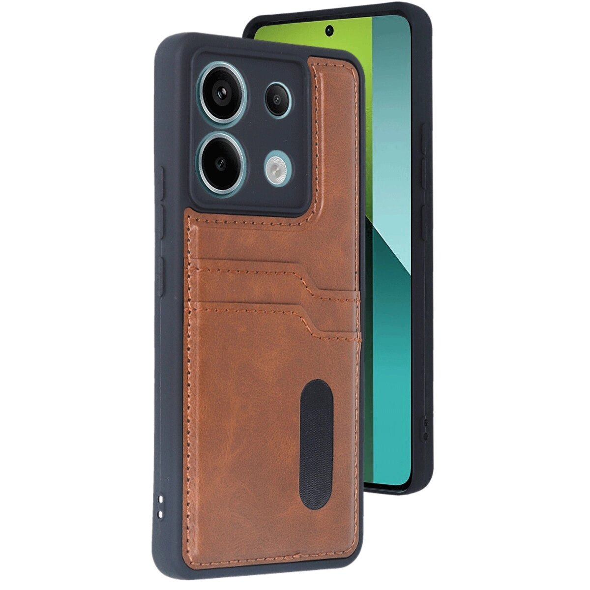 Xiaomi Redmi Note 13 Pro 5g Kılıf Sara Kartvizitli Deri Kılıf - Taba Xiaomi Redmi Note 13 Pro 5g Kılıf Sara Kartvizitli Deri Kılıf - Taba