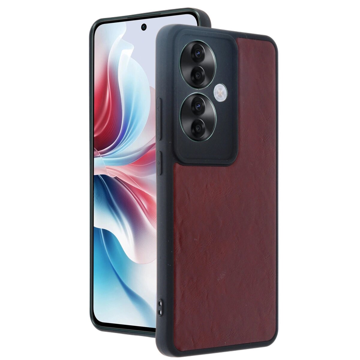 Oppo Reno 11f Kılıf Aras Deri Kapak - Bordo Oppo Reno 11f Kılıf Aras Deri Kapak - Bordo