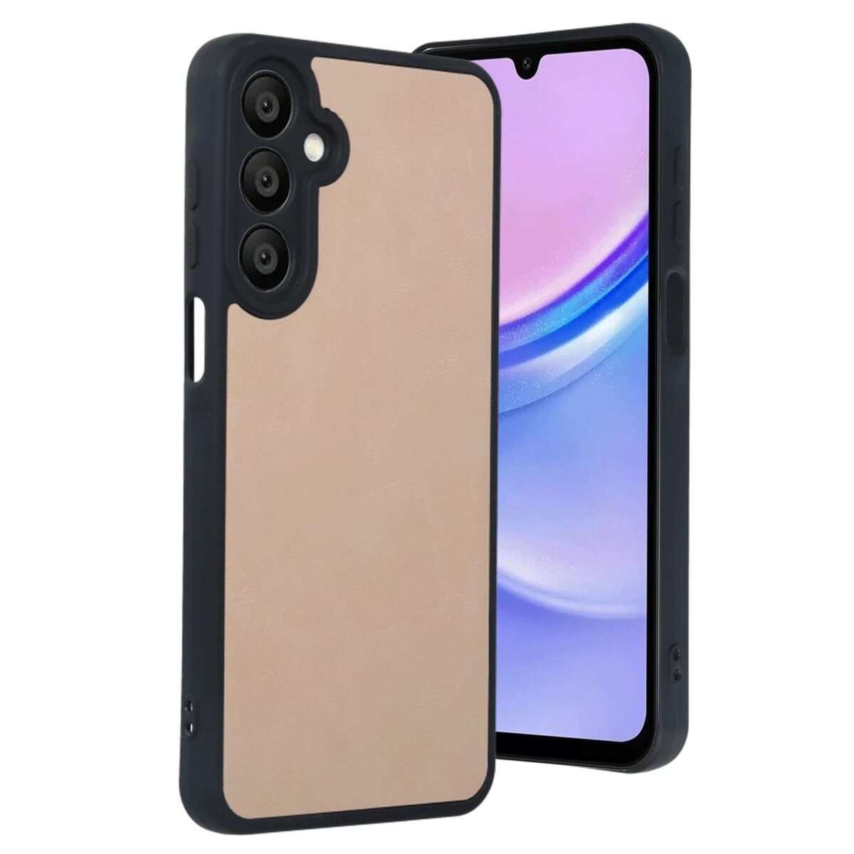 Samsung Galaxy A55 5g Kılıf Aras Deri Kapak - Pudra Samsung Galaxy A55 5g Kılıf Aras Deri Kapak - Pudra