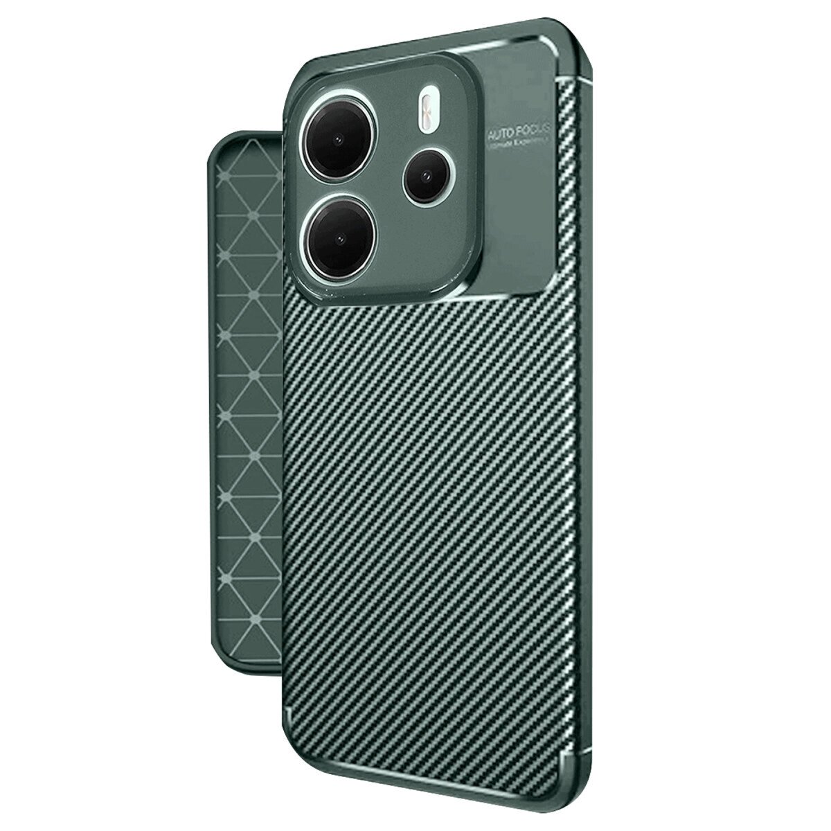 Xiaomi Redmi Note 14 4g Kılıf Auto Focus Karbon Kapak - Koyu Yeşil
