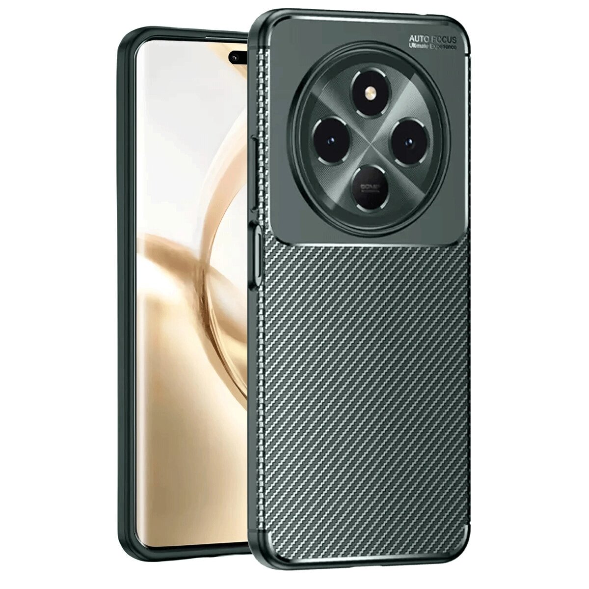 Tecno Spark 30c Kılıf Auto Focus Karbon Kapak - Koyu Yeşil Tecno Spark 30c Kılıf Auto Focus Karbon Kapak - Koyu Yeşil