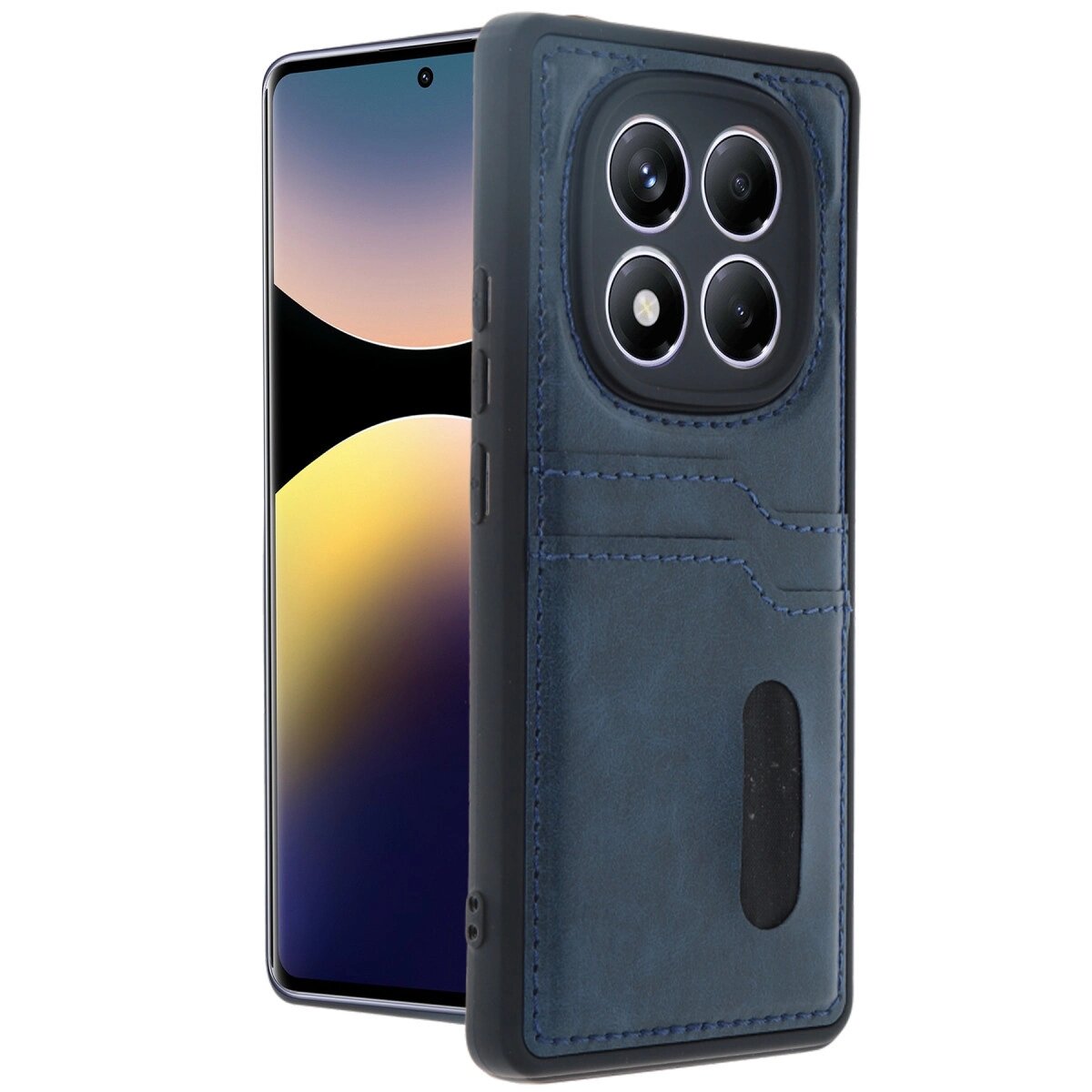 Xiaomi Redmi Note 14 Pro 4g Kılıf Sara Kartvizitli Deri Kılıf - Lacivert Xiaomi Redmi Note 14 Pro 4g Kılıf Sara Kartvizitli Deri Kılıf - Lacivert