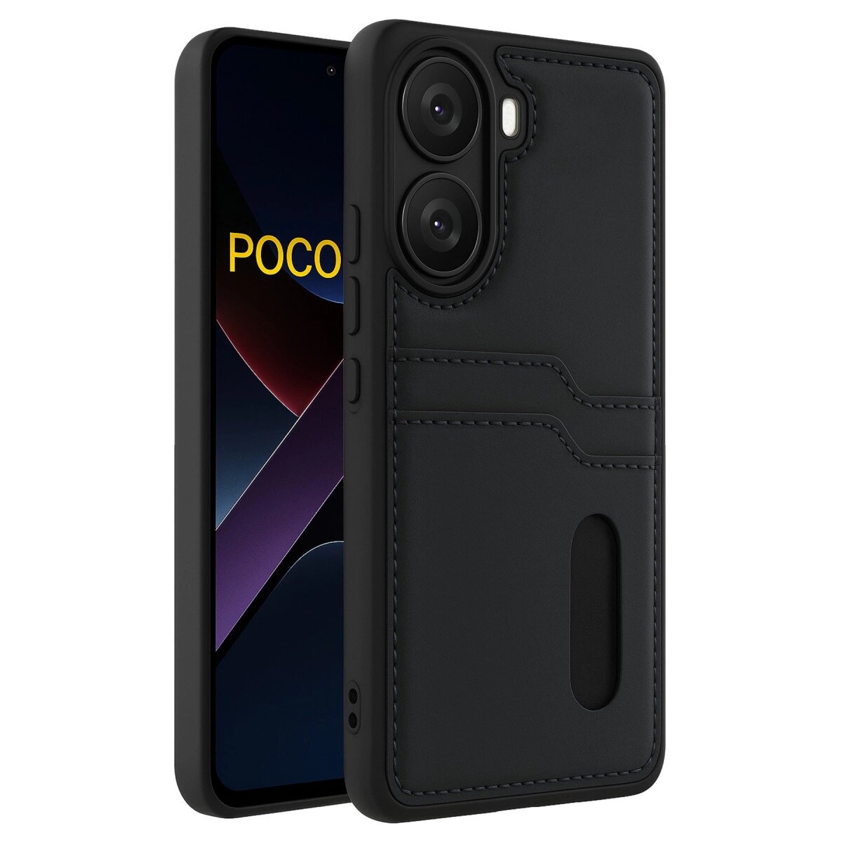 Xiaomi Poco X7 Pro Kılıf Sara Kartvizitli Deri Kılıf - Siyah Xiaomi Poco X7 Pro Kılıf Sara Kartvizitli Deri Kılıf - Siyah
