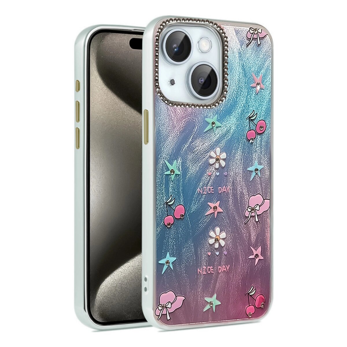 Apple İphone 15 Plus Kılıf Blade Aynalı Desenli Kapak - Desen 4