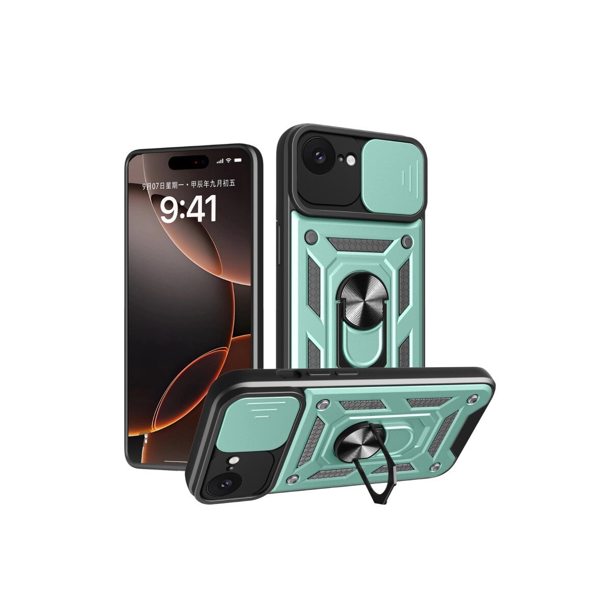 Apple İphone 16e Kılıf Pars Lens Yüzüklü Silikon - Yeşil Apple İphone 16e Kılıf Pars Lens Yüzüklü Silikon - Yeşil