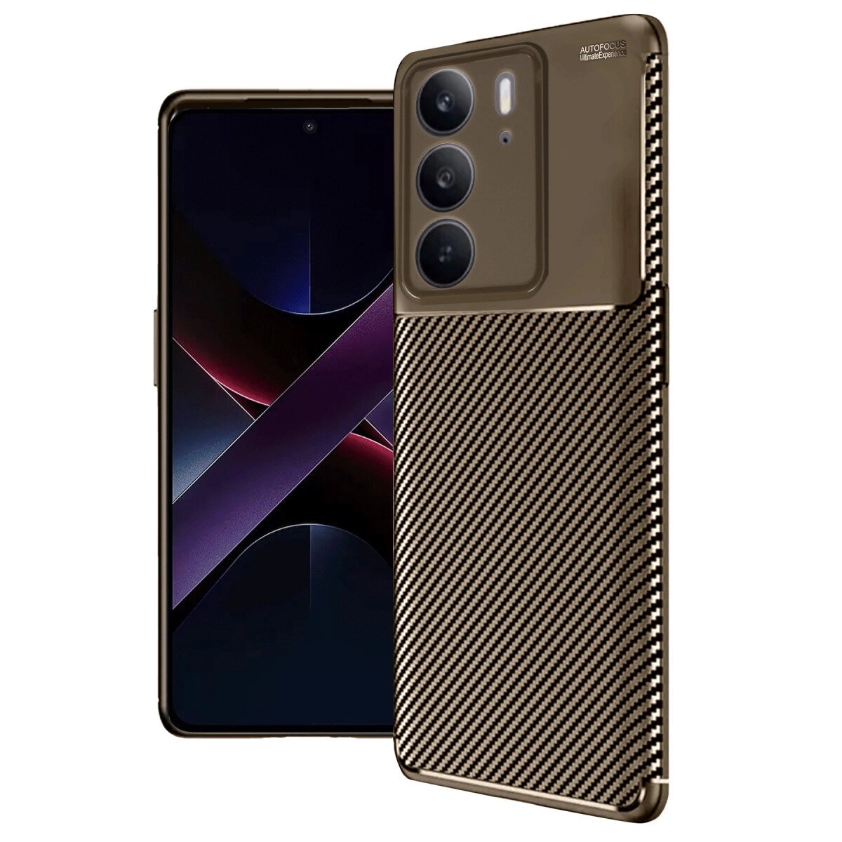 Realme C75 4g Auto Focus Karbon Kapak - Kahverengi Realme C75 4g Auto Focus Karbon Kapak - Kahverengi