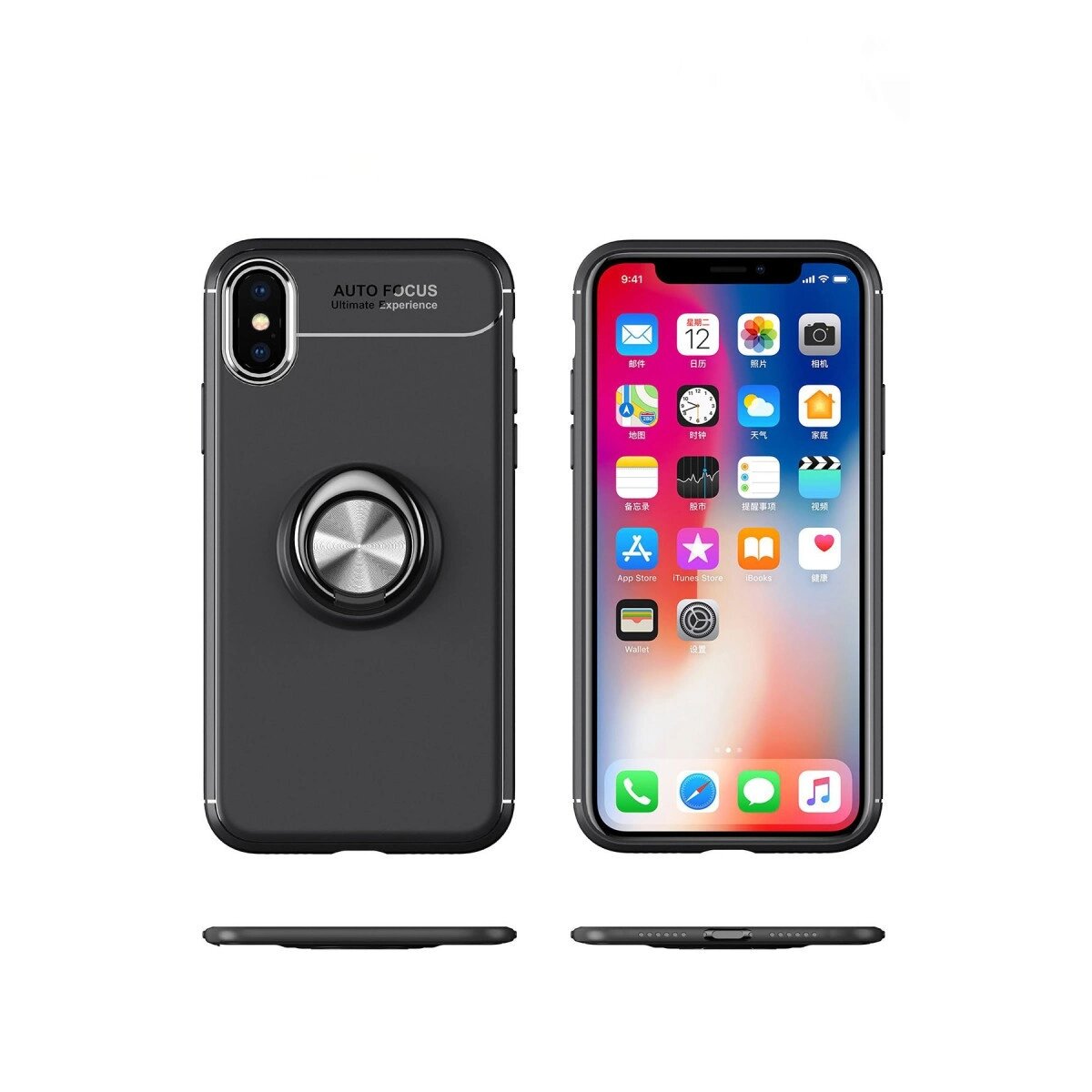 Apple İphone Xs Max Kılıf Range Yüzüklü Silikon - Siyah-mavi Apple İphone Xs Max Kılıf Range Yüzüklü Silikon - Siyah-mavi