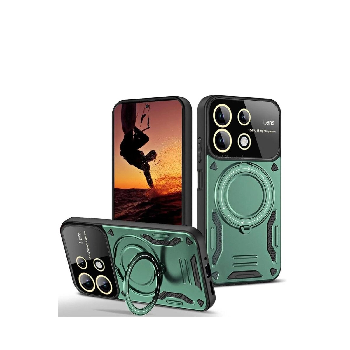 13 4g Kılıf Joy Lens Standlı Kapak - Koyu Yeşil