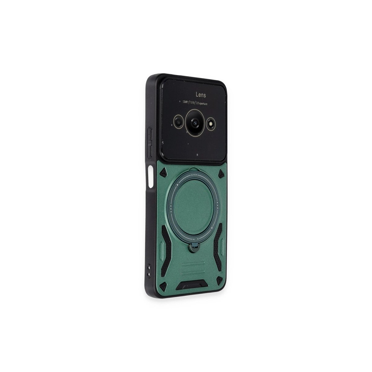 Xiaomi Poco C61 Kılıf Joy Lens Standlı Kapak - Koyu Yeşil