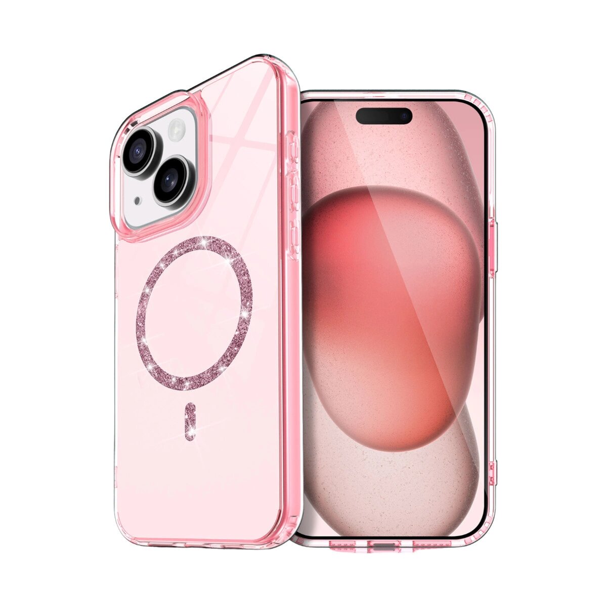 Apple İphone 15 Plus Live Diamond Magsafe Kapak - Pembe Apple İphone 15 Plus Live Diamond Magsafe Kapak - Pembe