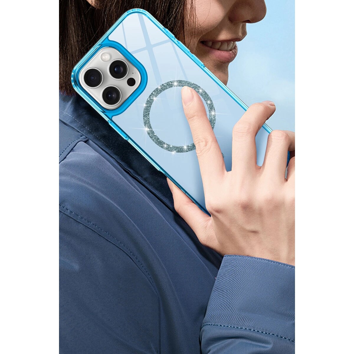 Apple İphone 16 Pro Max Live Diamond Magsafe Kapak - Siyah
