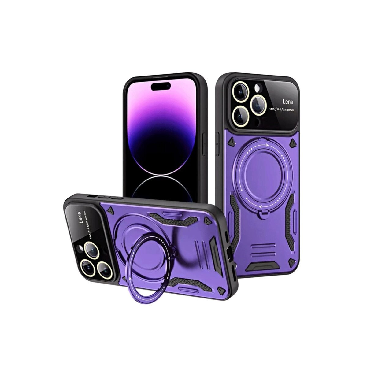 Apple İphone 16 Pro Kılıf Joy Lens Standlı Kapak - Mor Apple İphone 16 Pro Kılıf Joy Lens Standlı Kapak - Mor