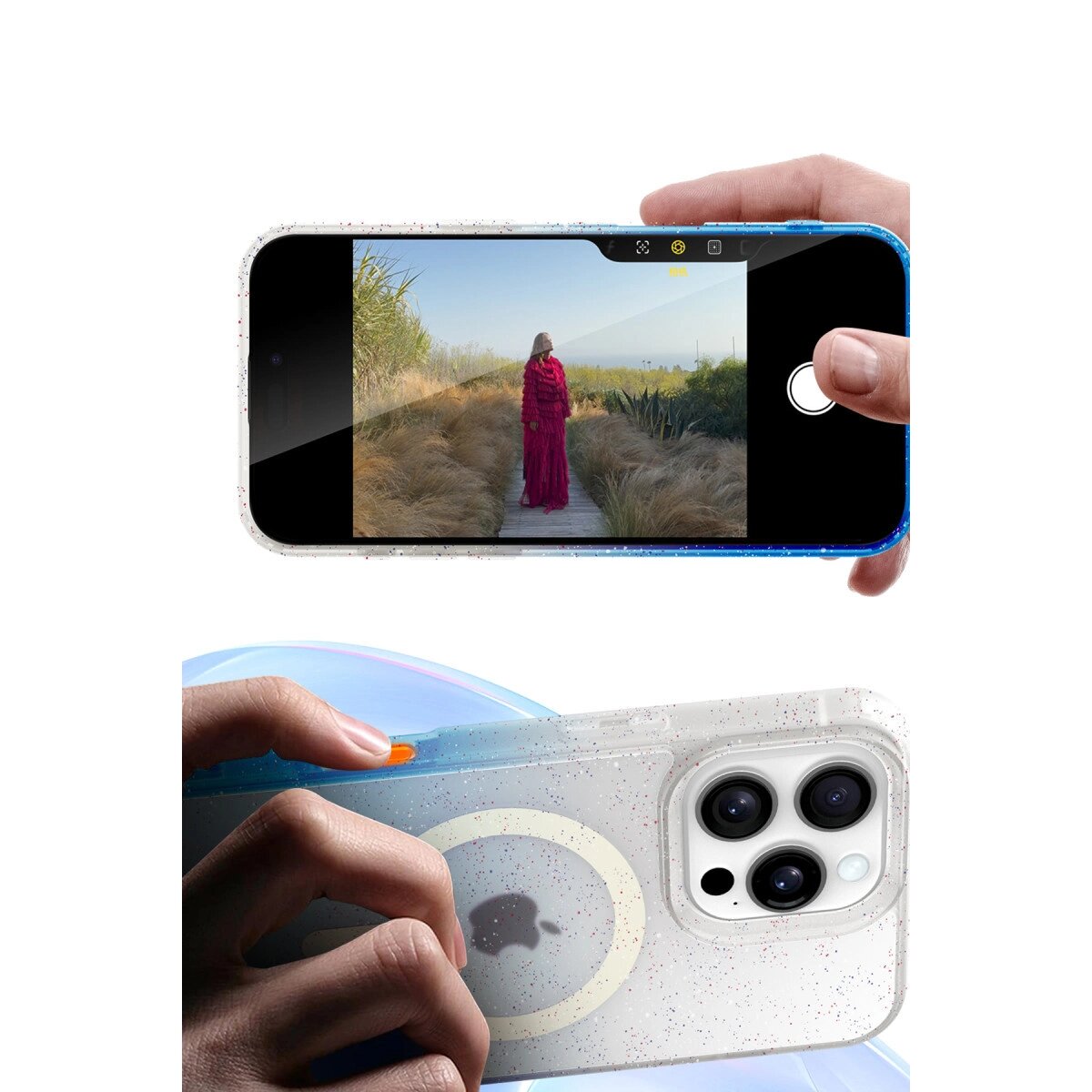 Apple İphone 15 Pro Pummel Shiny Magsafe Kapak - Mor