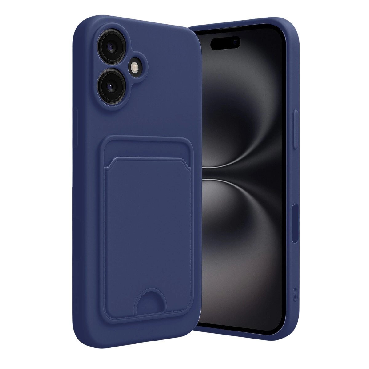 Apple İphone 16 Kılıf Kelvin Kartvizitli Silikon - Lacivert