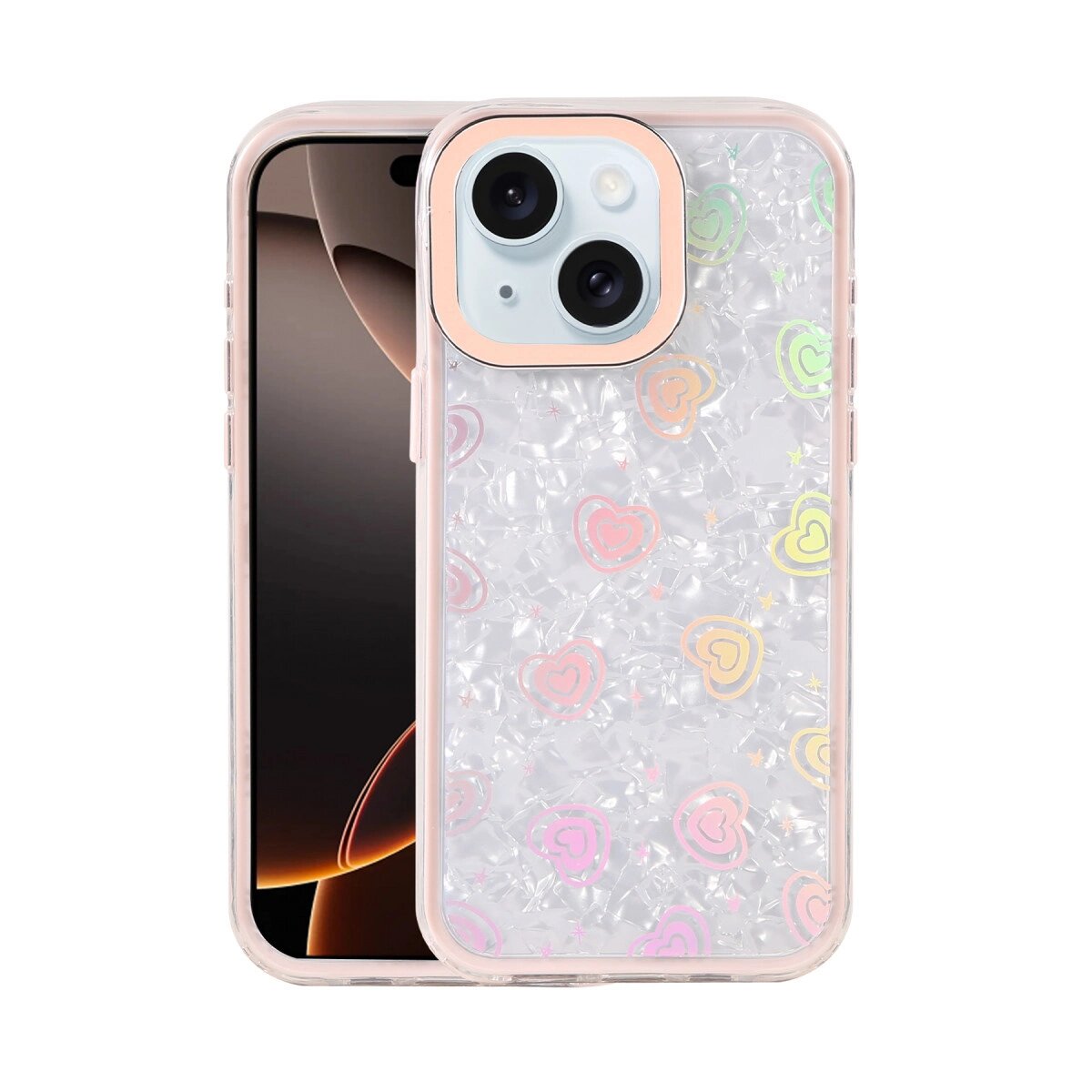 Apple İphone 14 Lumi Desenli Kapak - Pembe Apple İphone 14 Lumi Desenli Kapak - Pembe