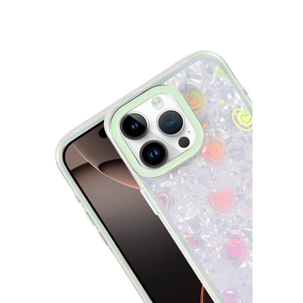 Apple İphone 16 Pro Lumi Desenli Kapak - Yeşil Apple İphone 16 Pro Lumi Desenli Kapak - Yeşil