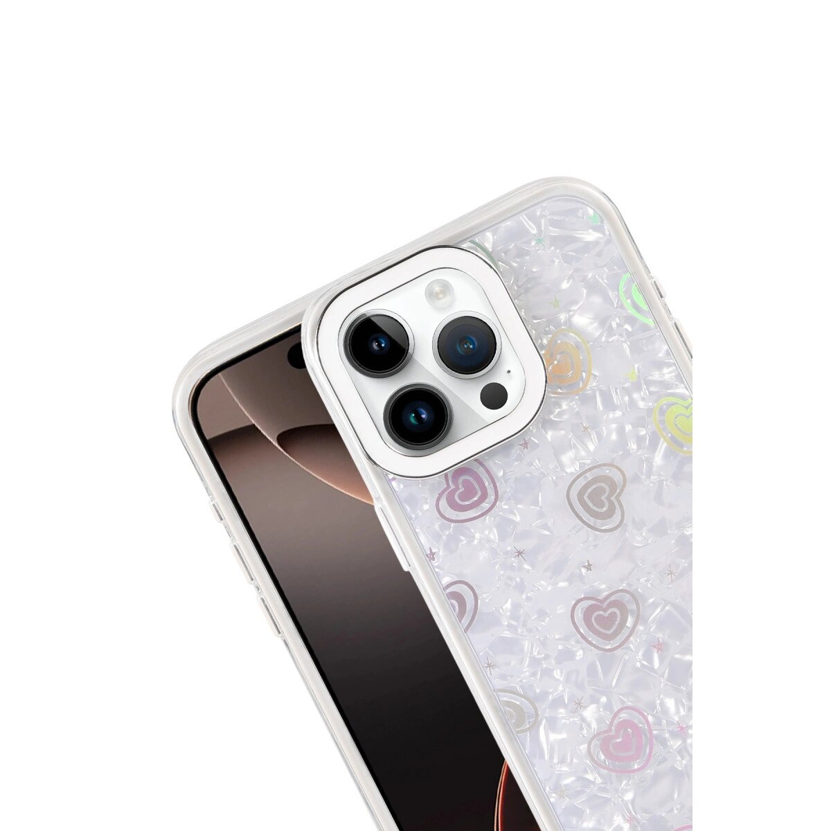Apple İphone 16 Pro Max Lumi Desenli Kapak - Beyaz Apple İphone 16 Pro Max Lumi Desenli Kapak - Beyaz