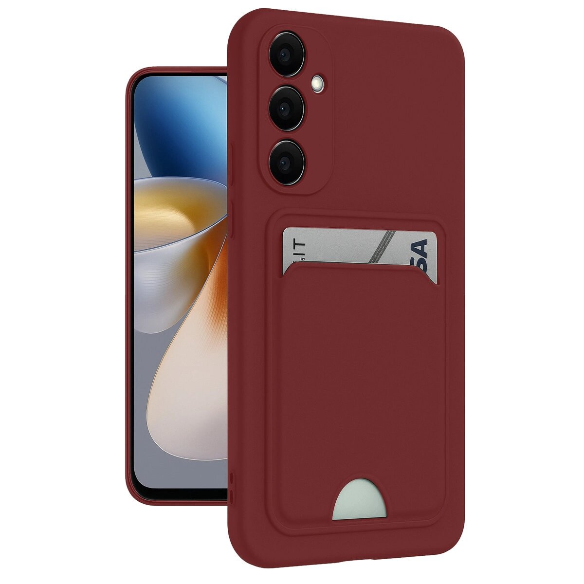 Samsung Galaxy M15 Kelvin Kartvizitli Silikon - Bordo Samsung Galaxy M15 Kelvin Kartvizitli Silikon - Bordo