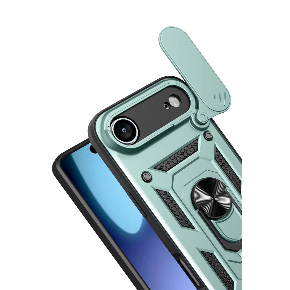 Apple İphone 17 Air Pars Lens Yüzüklü Silikon - Yeşil Apple İphone 17 Air Pars Lens Yüzüklü Silikon - Yeşil