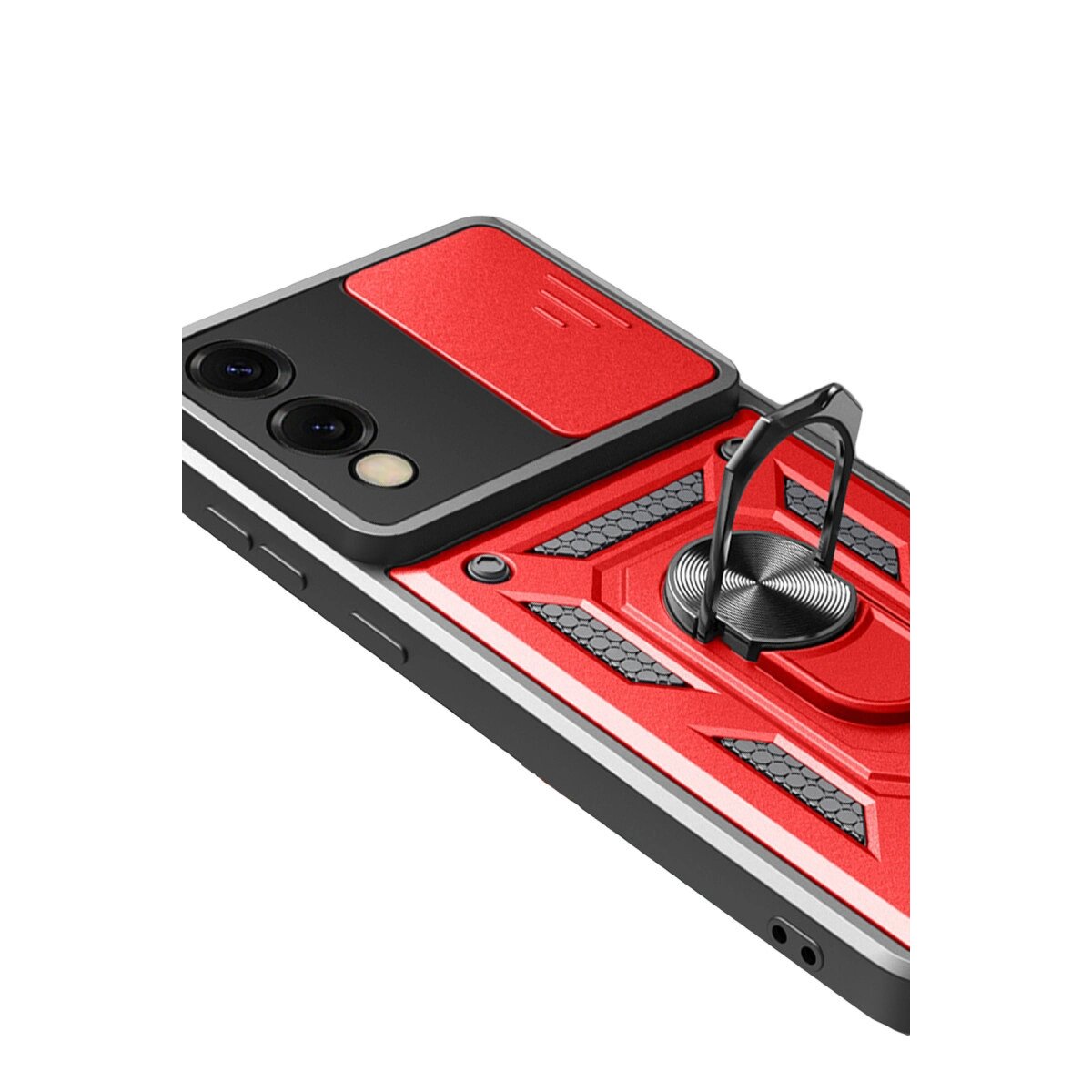 Samsung Galaxy S25 Edge Pars Lens Yüzüklü Silikon - Kırmızı Samsung Galaxy S25 Edge Pars Lens Yüzüklü Silikon - Kırmızı